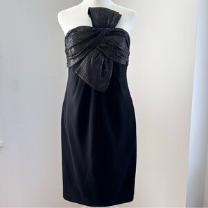 Carmen Marc Valvo black sequin bow strapless cocktail dress size 6